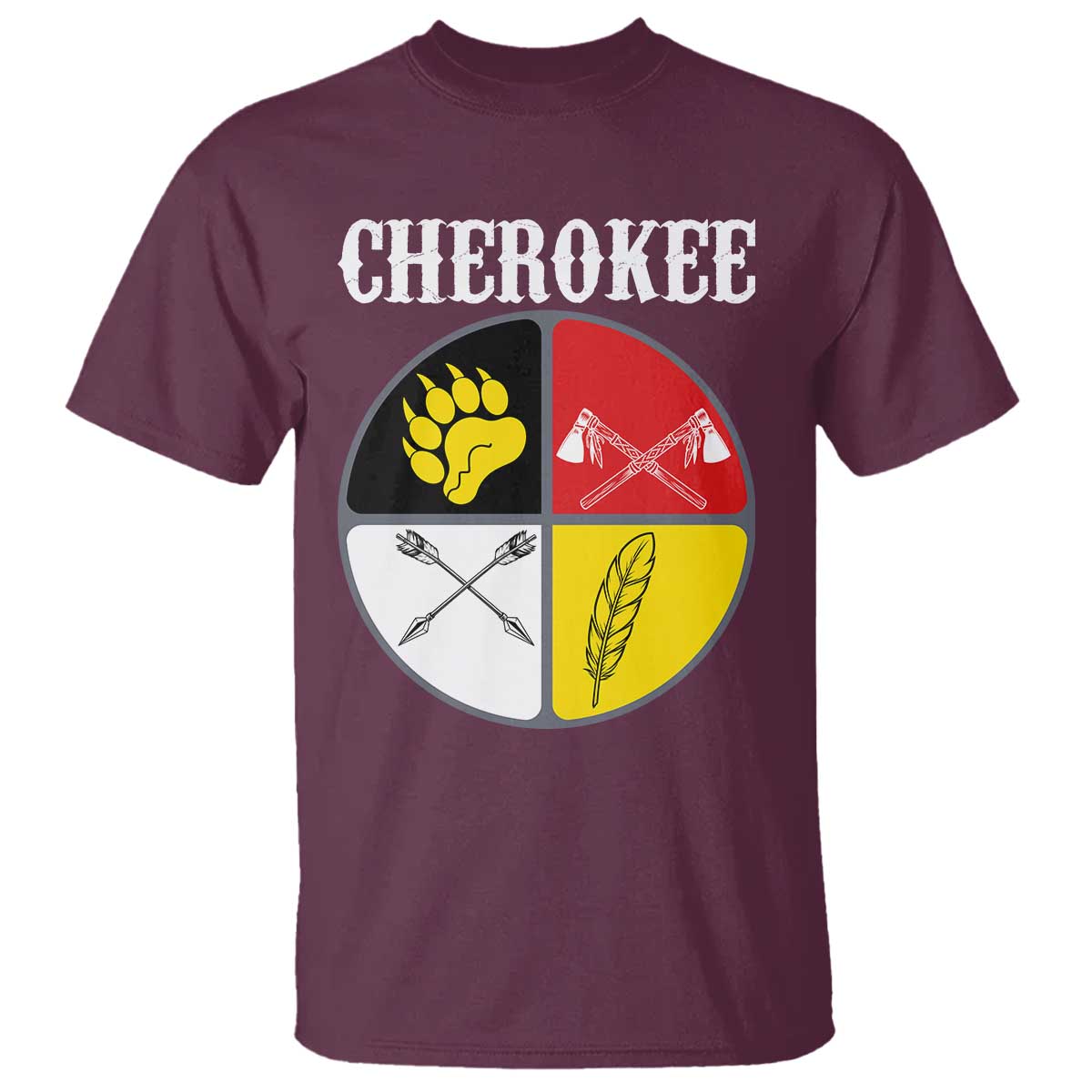 Cherokee Cultural Pride T Shirt Native American Medicine Wheel Art TS12 Maroon Print Your Wear