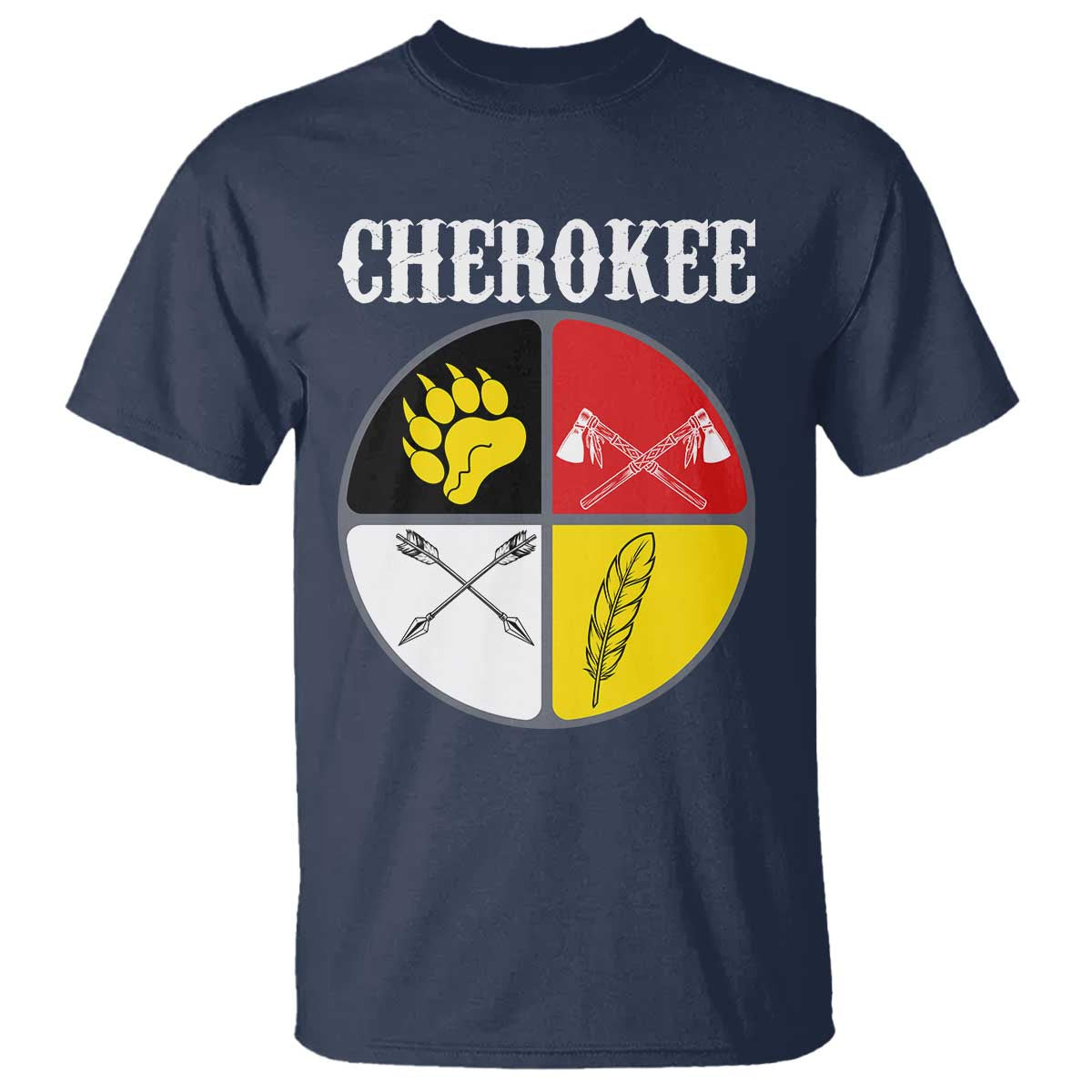 Cherokee Cultural Pride T Shirt Native American Medicine Wheel Art TS12 Navy Print Your Wear