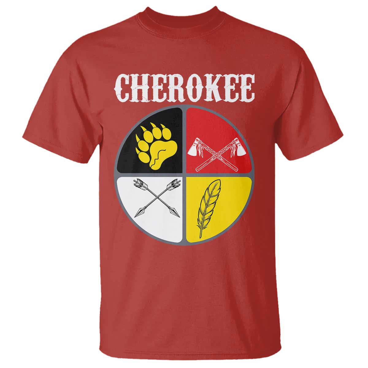 Cherokee Cultural Pride T Shirt Native American Medicine Wheel Art TS12 Red Print Your Wear