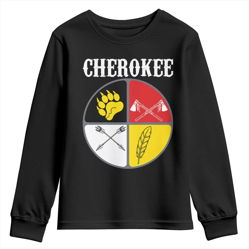 Cherokee Cultural Pride Youth Sweatshirt Native American Medicine Wheel Art TS12 Black Print Your Wear