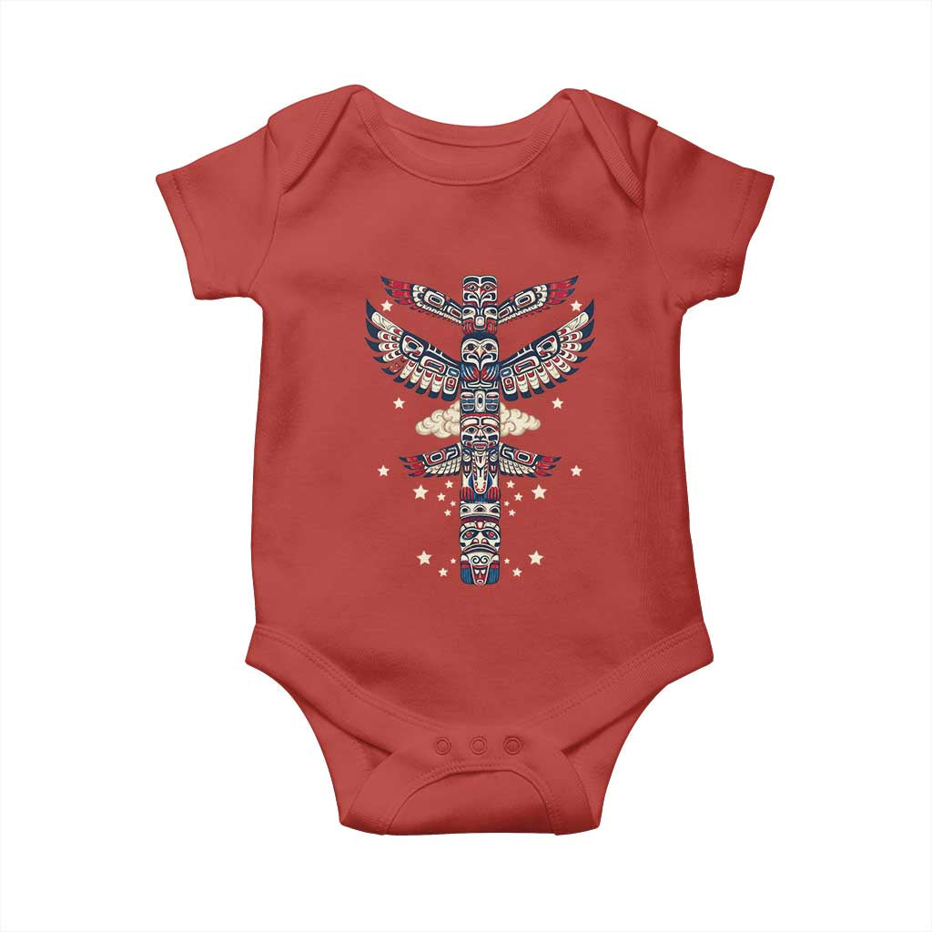 Native American Totem Pole Baby Onesie Pacific Northwest Indigenous Tribal TS12 Red Print Your Wear
