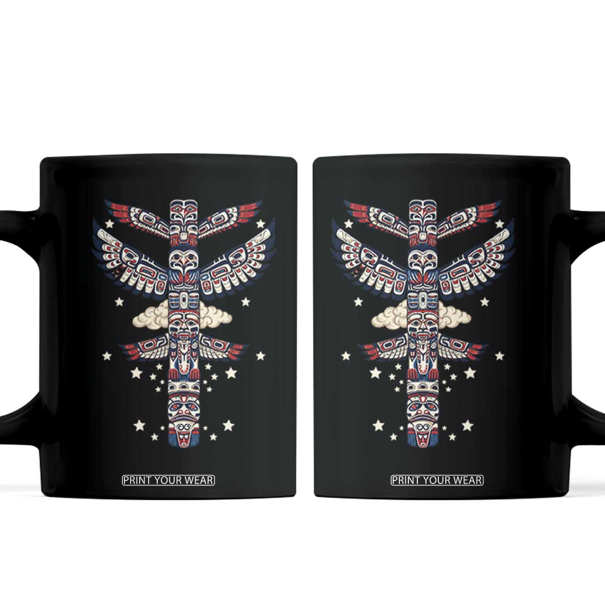 Native American Totem Pole Coffee Mug Pacific Northwest Indigenous Tribal TS12 Black Print Your Wear