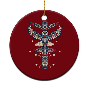 Native American Totem Pole Ceramic Ornament Pacific Northwest Indigenous Tribal TS12 1pc Red Print Your Wear