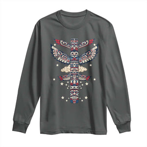 Native American Totem Pole Long Sleeve Shirt Pacific Northwest Indigenous Tribal TS12 Dark Heather Print Your Wear