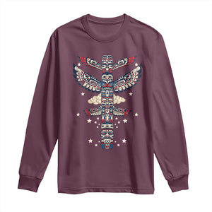 Native American Totem Pole Long Sleeve Shirt Pacific Northwest Indigenous Tribal TS12 Maroon Print Your Wear