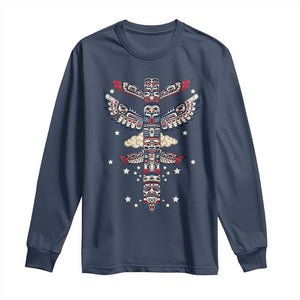 Native American Totem Pole Long Sleeve Shirt Pacific Northwest Indigenous Tribal TS12 Navy Print Your Wear