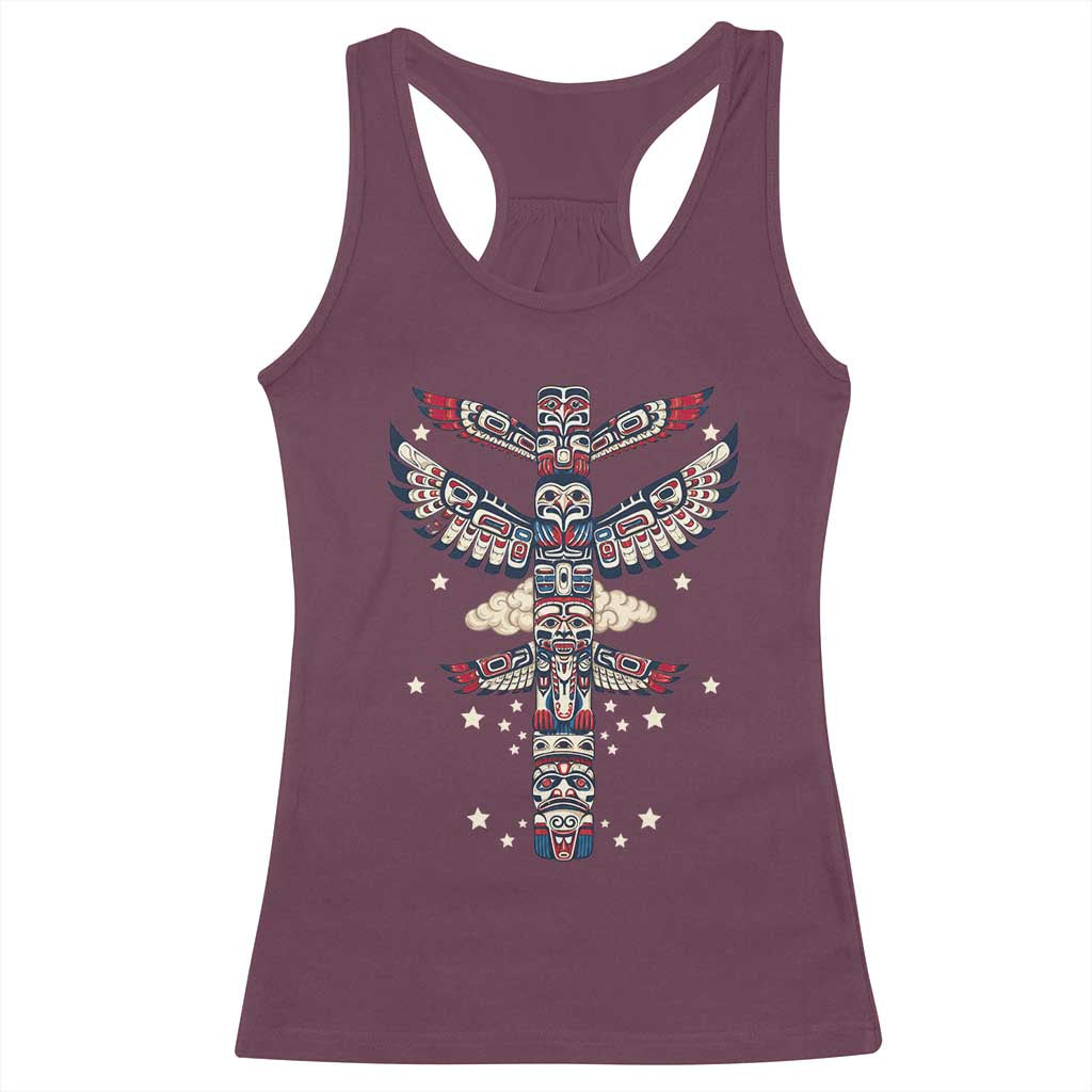 Native American Totem Pole Racerback Tank Top Pacific Northwest Indigenous Tribal TS12 Maroon Print Your Wear