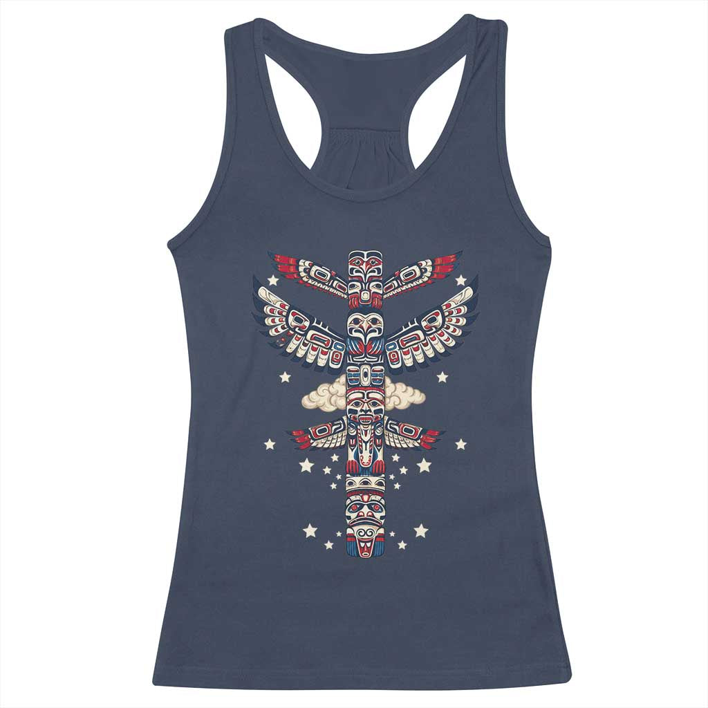 Native American Totem Pole Racerback Tank Top Pacific Northwest Indigenous Tribal TS12 Navy Print Your Wear