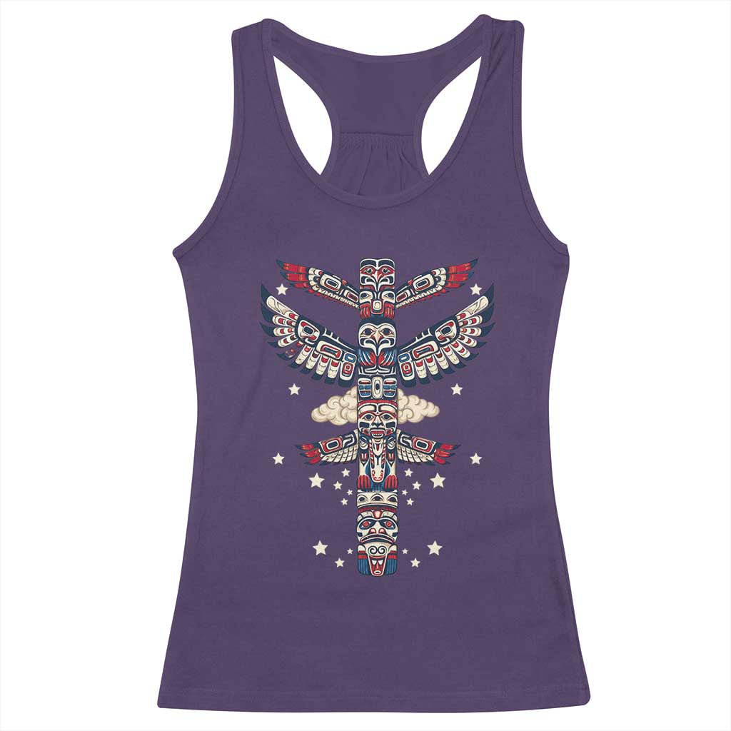 Native American Totem Pole Racerback Tank Top Pacific Northwest Indigenous Tribal TS12 Purple Print Your Wear