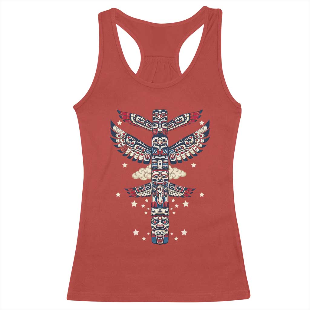 Native American Totem Pole Racerback Tank Top Pacific Northwest Indigenous Tribal TS12 Red Print Your Wear