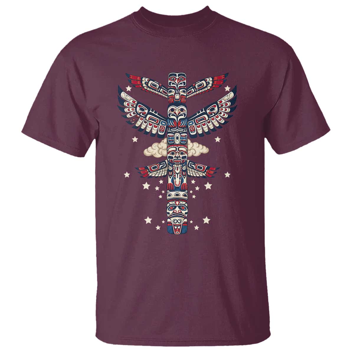 Native American Totem Pole T Shirt Pacific Northwest Indigenous Tribal TS12 Maroon Print Your Wear