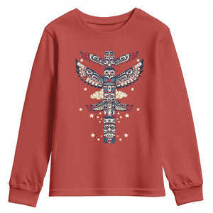 Native American Totem Pole Youth Sweatshirt Pacific Northwest Indigenous Tribal TS12 Red Print Your Wear