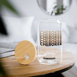 Vintage Cherokee Native Pride Stacked Typography Glass Can TS12 Print Your Wear