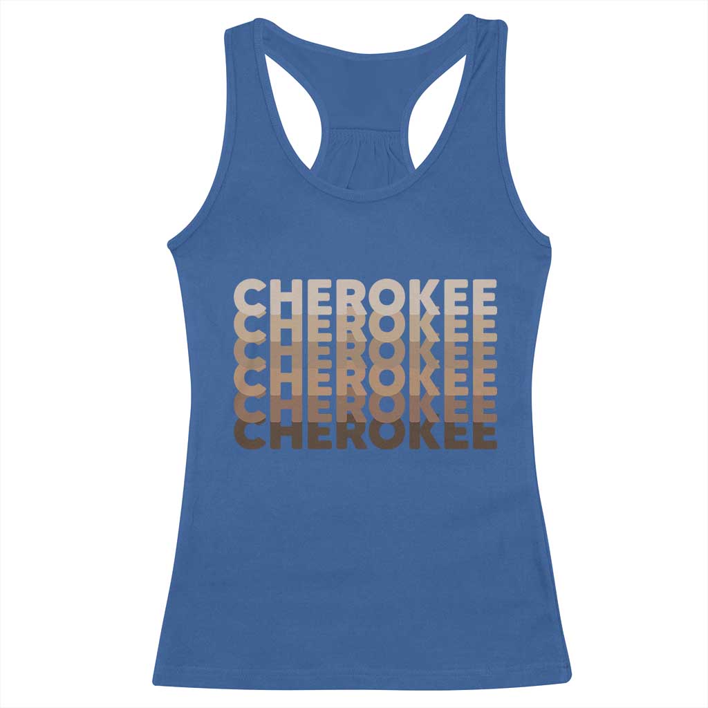 Vintage Cherokee Native Pride Stacked Typography Racerback Tank Top TS12 Royal Blue Print Your Wear