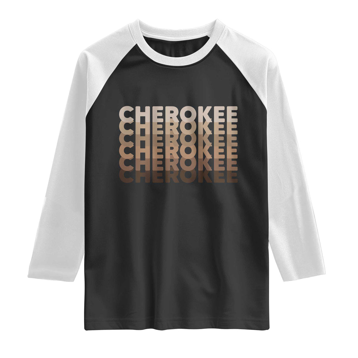 Vintage Cherokee Native Pride Stacked Typography Raglan Shirt TS12 Black White Print Your Wear