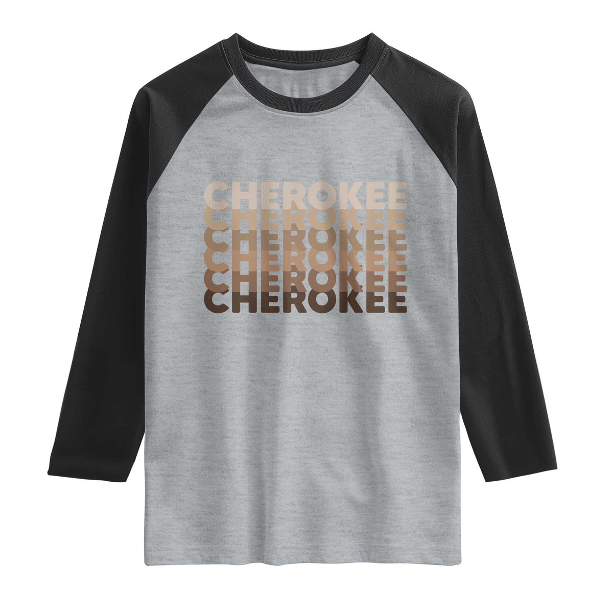 Vintage Cherokee Native Pride Stacked Typography Raglan Shirt TS12 Heather Gray Black Print Your Wear
