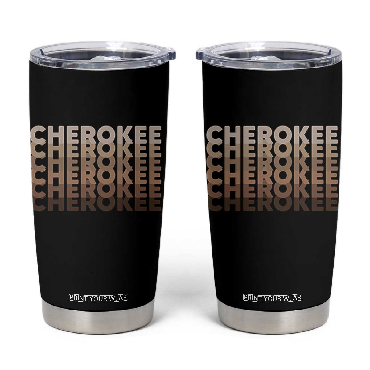 Vintage Cherokee Native Pride Stacked Typography Tumbler Cup TS12 Black Print Your Wear