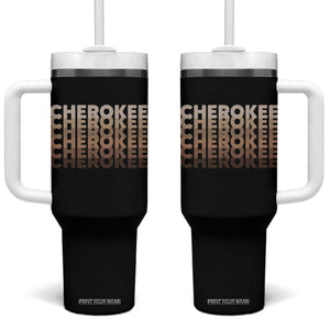 Vintage Cherokee Native Pride Stacked Typography Tumbler With Handle TS12 One Size: 40 oz Black Print Your Wear