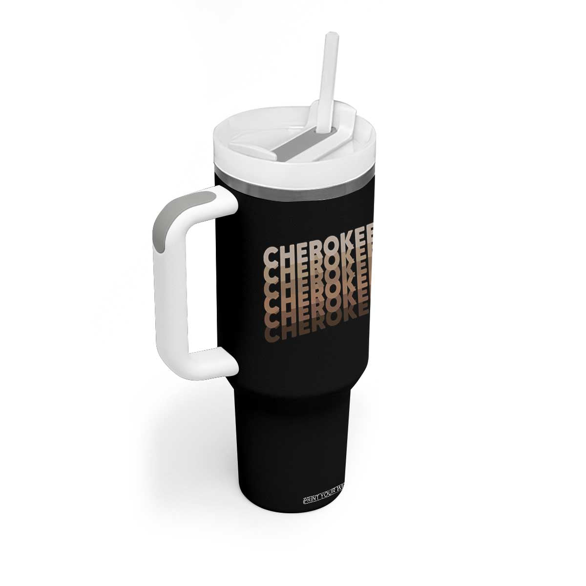 Vintage Cherokee Native Pride Stacked Typography Tumbler With Handle TS12 Print Your Wear