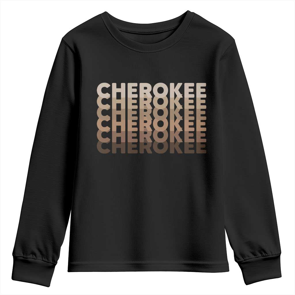 Vintage Cherokee Native Pride Stacked Typography Youth Sweatshirt TS12 Black Print Your Wear