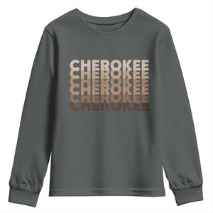Vintage Cherokee Native Pride Stacked Typography Youth Sweatshirt TS12 Dark Heather Print Your Wear