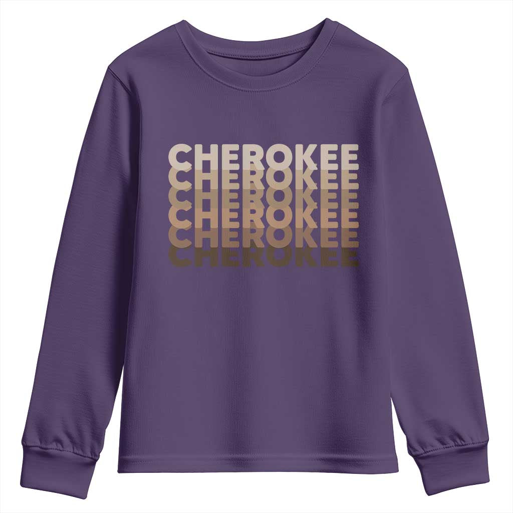 Vintage Cherokee Native Pride Stacked Typography Youth Sweatshirt TS12 Purple Print Your Wear