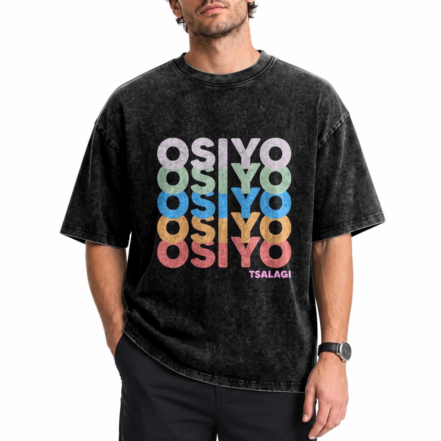 Osiyo Tsalagi Cherokee Native American Pride Washed Cotton T-Shirt Retro Stacked Typography