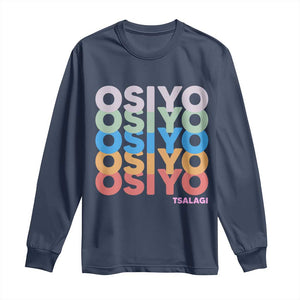 Osiyo Tsalagi Cherokee Native American Pride Long Sleeve Shirt Retro Stacked Typography TS12 Navy Print Your Wear