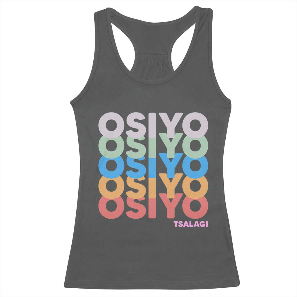 Osiyo Tsalagi Cherokee Native American Pride Racerback Tank Top Retro Stacked Typography TS12 Dark Heather Print Your Wear