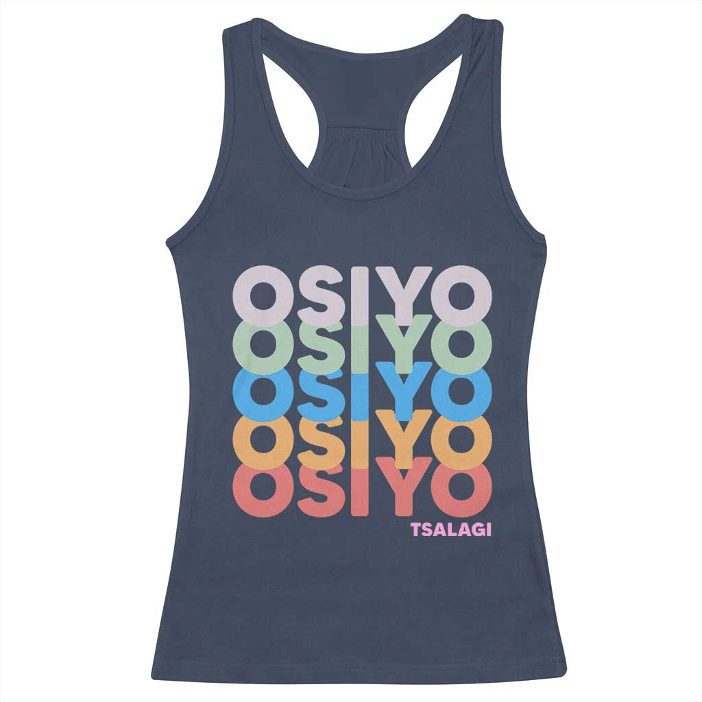 Osiyo Tsalagi Cherokee Native American Pride Racerback Tank Top Retro Stacked Typography TS12 Navy Print Your Wear