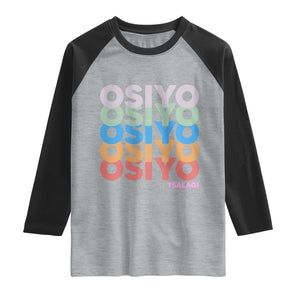 Osiyo Tsalagi Cherokee Native American Pride Raglan Shirt Retro Stacked Typography TS12 Heather Gray Black Print Your Wear