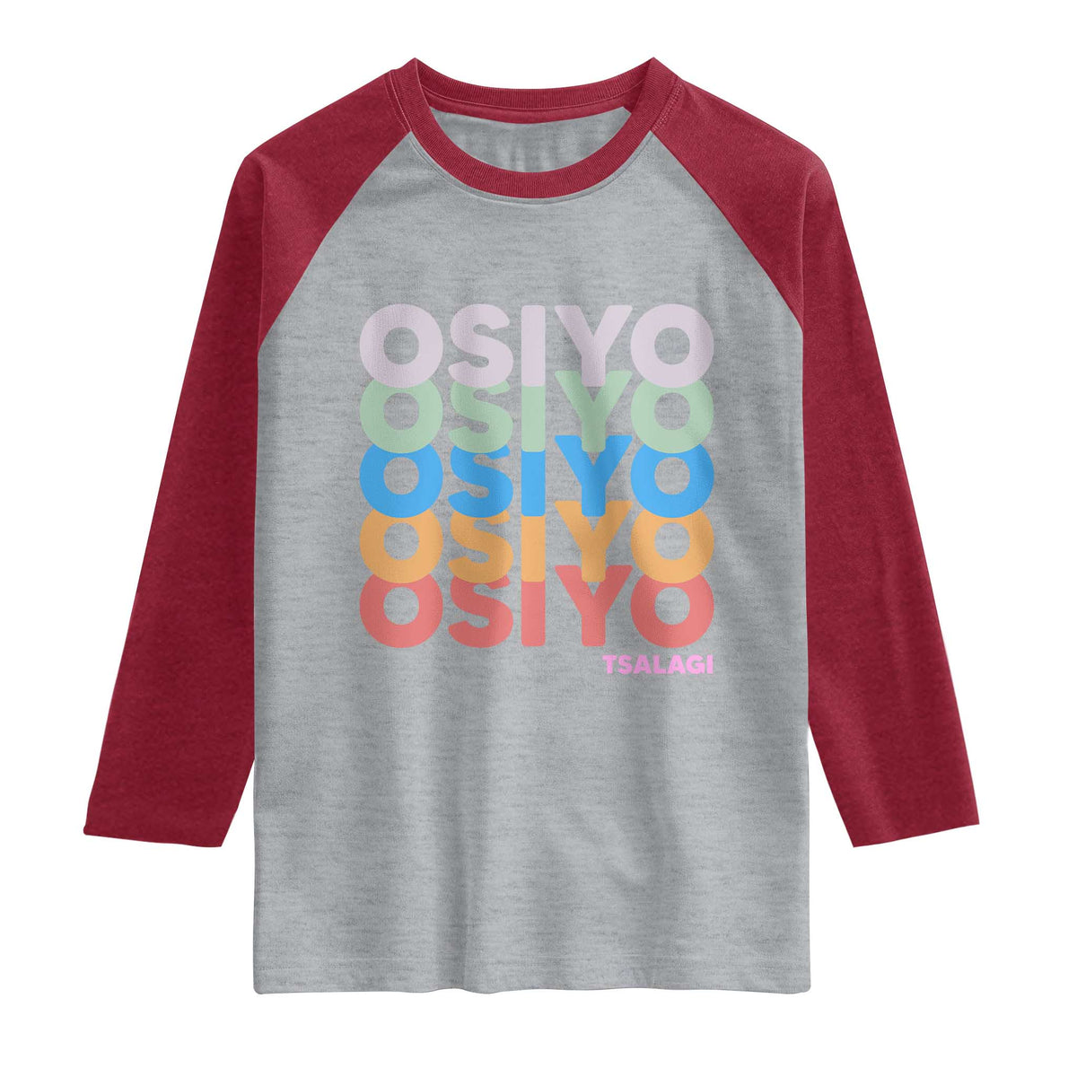Osiyo Tsalagi Cherokee Native American Pride Raglan Shirt Retro Stacked Typography TS12 Heather Gray Heather Red Print Your Wear