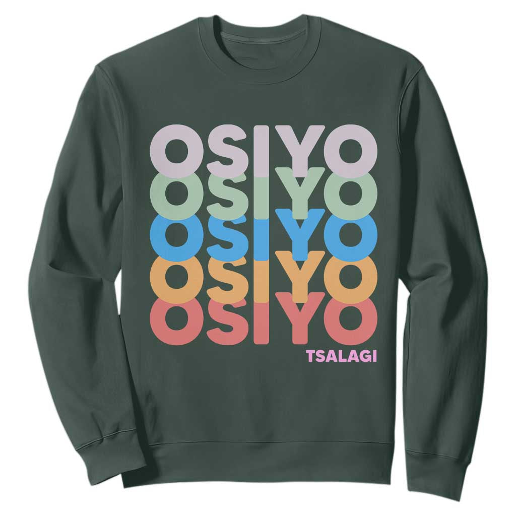 Osiyo Tsalagi Cherokee Native American Pride Sweatshirt Retro Stacked Typography TS12 Dark Forest Green Print Your Wear