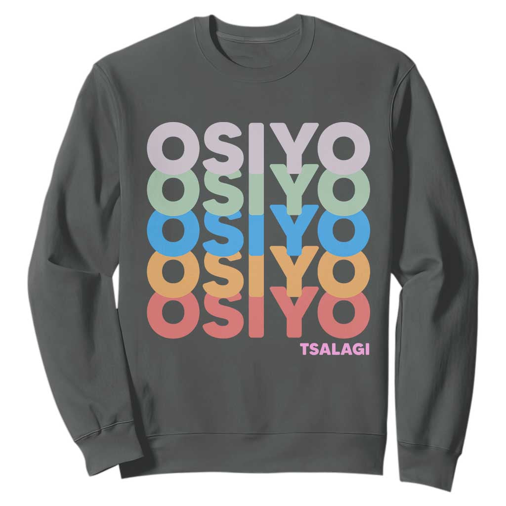 Osiyo Tsalagi Cherokee Native American Pride Sweatshirt Retro Stacked Typography TS12 Dark Heather Print Your Wear