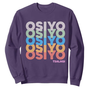 Osiyo Tsalagi Cherokee Native American Pride Sweatshirt Retro Stacked Typography TS12 Purple Print Your Wear