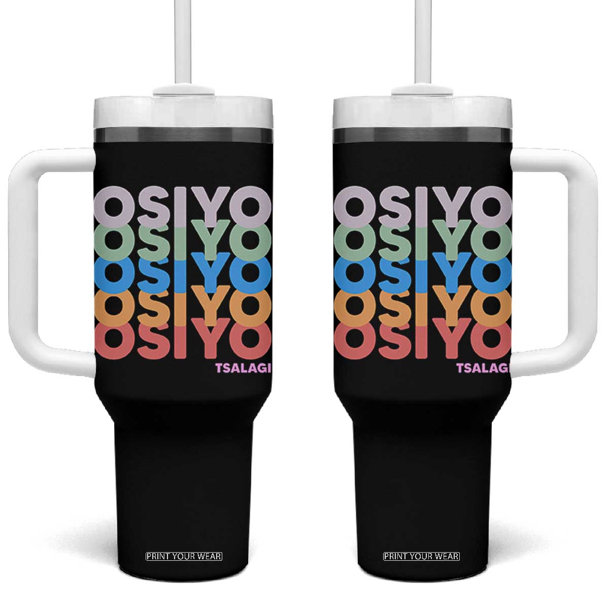Osiyo Tsalagi Cherokee Native American Pride Tumbler With Handle Retro Stacked Typography TS12 One Size: 40 oz Black Print Your Wear