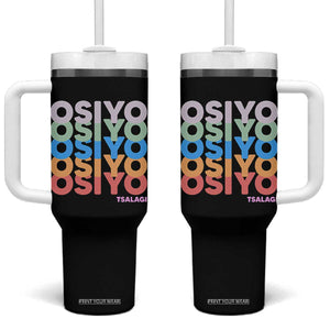 Osiyo Tsalagi Cherokee Native American Pride Tumbler With Handle Retro Stacked Typography TS12 One Size: 40 oz Black Print Your Wear