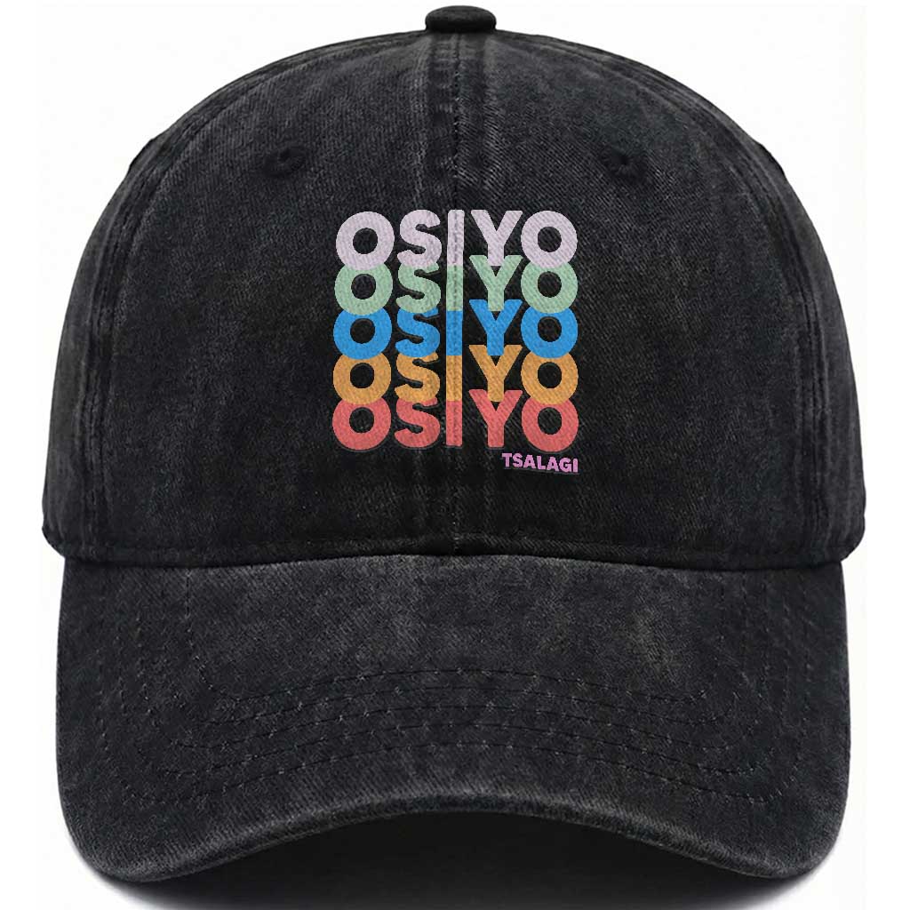 Osiyo Tsalagi Cherokee Native American Pride Washed Cotton Baseball Cap Retro Stacked Typography TS12 Print Your Wear