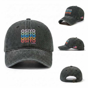 Osiyo Tsalagi Cherokee Native American Pride Washed Cotton Baseball Cap Retro Stacked Typography TS12 Washed Cap Universal Fit Dark Green Print Your Wear