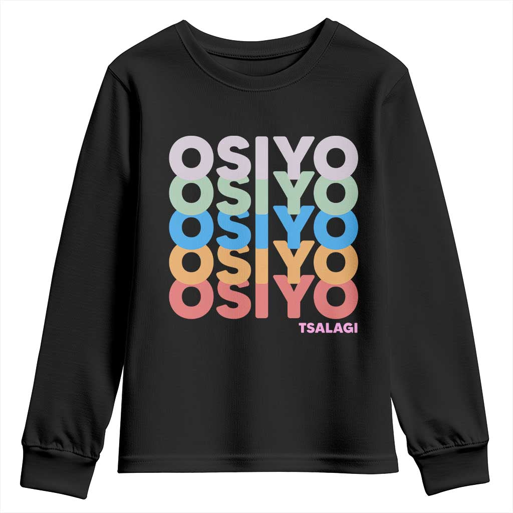 Osiyo Tsalagi Cherokee Native American Pride Youth Sweatshirt Retro Stacked Typography TS12 Black Print Your Wear