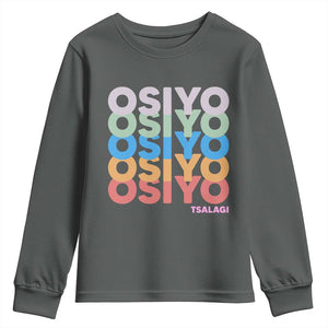 Osiyo Tsalagi Cherokee Native American Pride Youth Sweatshirt Retro Stacked Typography TS12 Dark Heather Print Your Wear
