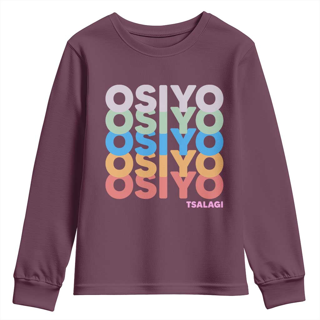 Osiyo Tsalagi Cherokee Native American Pride Youth Sweatshirt Retro Stacked Typography TS12 Maroon Print Your Wear