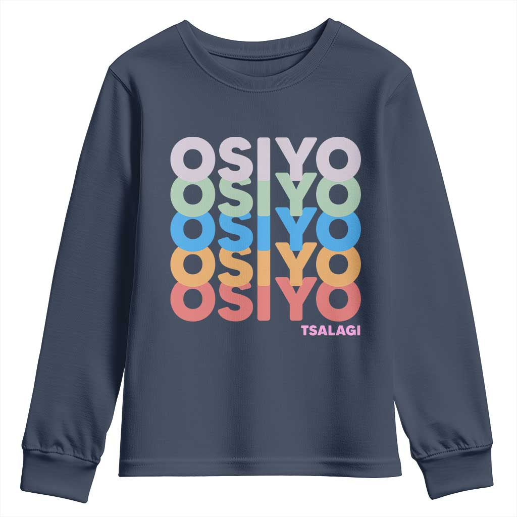 Osiyo Tsalagi Cherokee Native American Pride Youth Sweatshirt Retro Stacked Typography TS12 Navy Print Your Wear