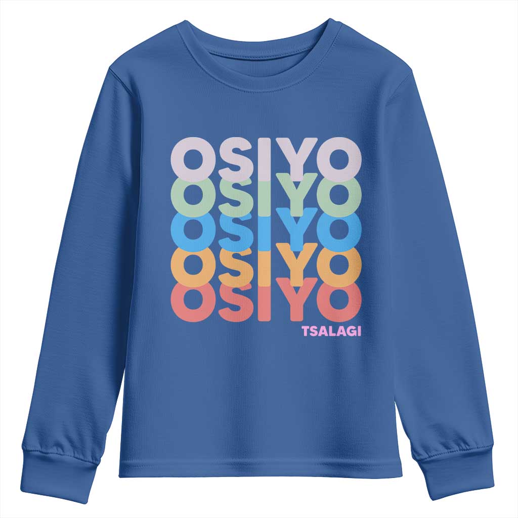 Osiyo Tsalagi Cherokee Native American Pride Youth Sweatshirt Retro Stacked Typography TS12 Royal Blue Print Your Wear