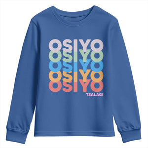 Osiyo Tsalagi Cherokee Native American Pride Youth Sweatshirt Retro Stacked Typography TS12 Royal Blue Print Your Wear