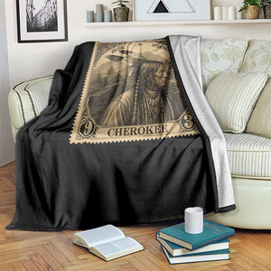 Cherokee Pride Strength Throw Blanket Native American Vintage Postage Stamp Graphic TS12 Print Your Wear