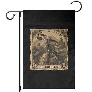 Cherokee Pride Strength Garden Flag Native American Vintage Postage Stamp Graphic TS12 Black Print Your Wear