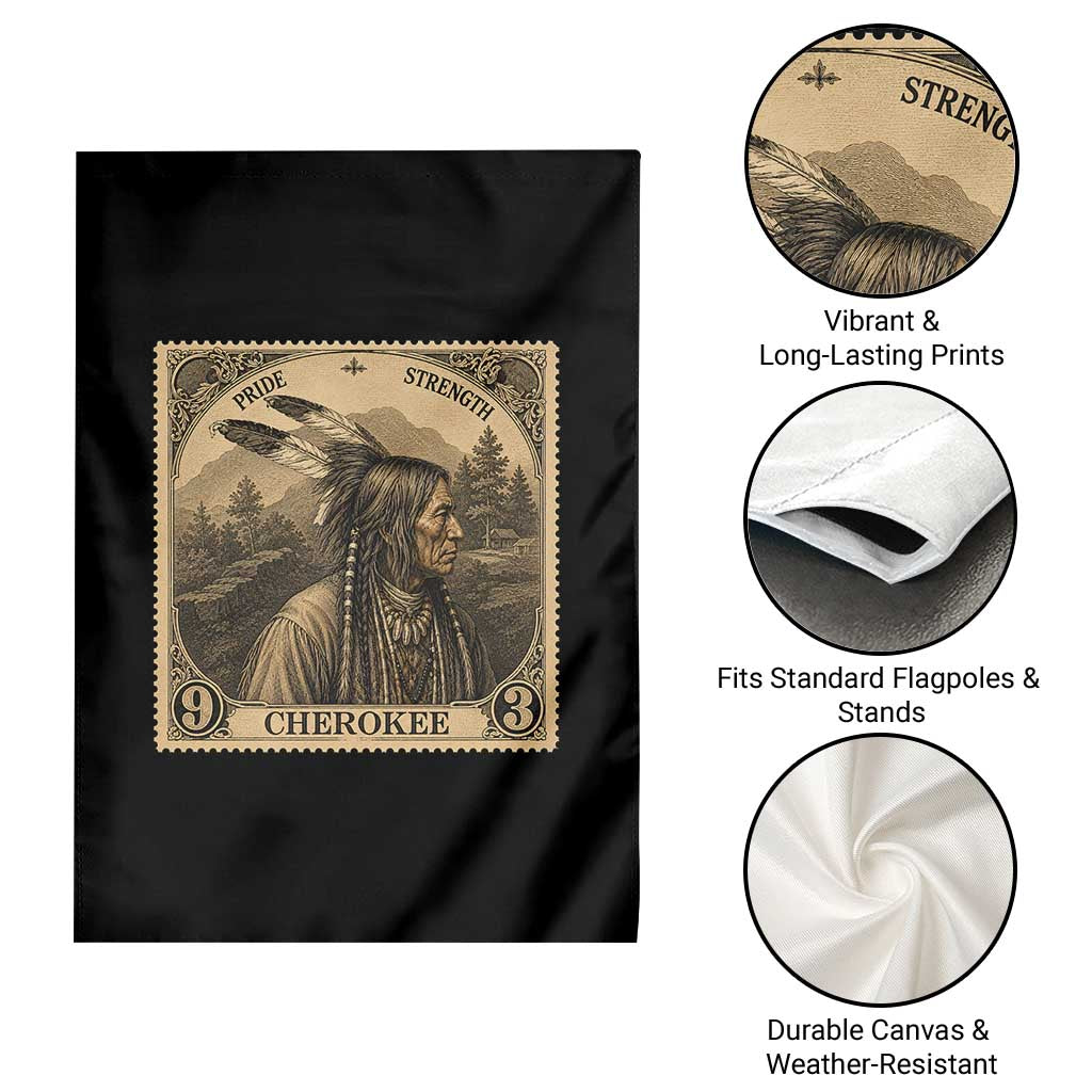 Cherokee Pride Strength Garden Flag Native American Vintage Postage Stamp Graphic TS12 Print Your Wear