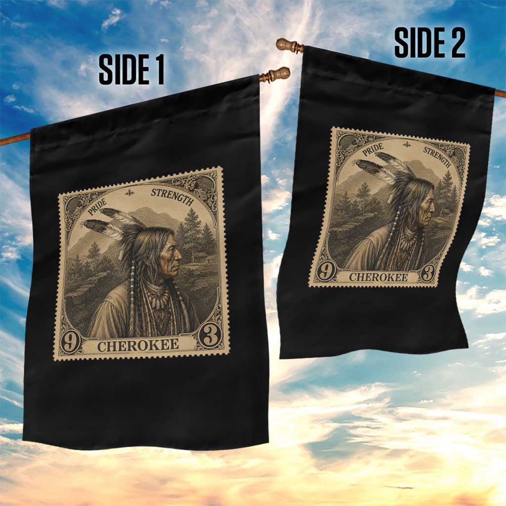 Cherokee Pride Strength Garden Flag Native American Vintage Postage Stamp Graphic TS12 Print Your Wear