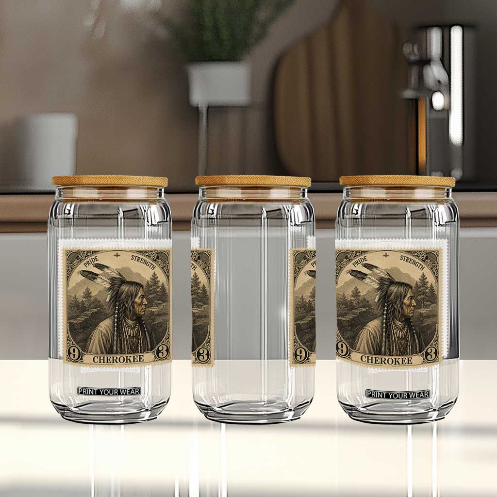 Cherokee Pride Strength Glass Can Native American Vintage Postage Stamp Graphic TS12 Print Your Wear